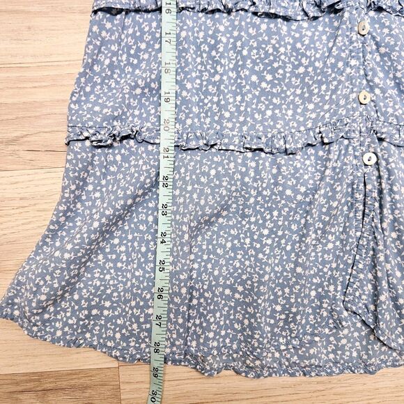 Beach Lunch Lounge Womens Blue Floral Tunic Blouse Ruffle Bell Sleeve XS - Picture 6 of 8